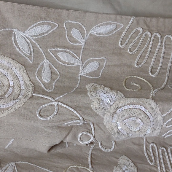 TravelSmith Applique Embroidery Trapunto Open Front LinenCotton Lined Jacket New - Picture 8 of 14